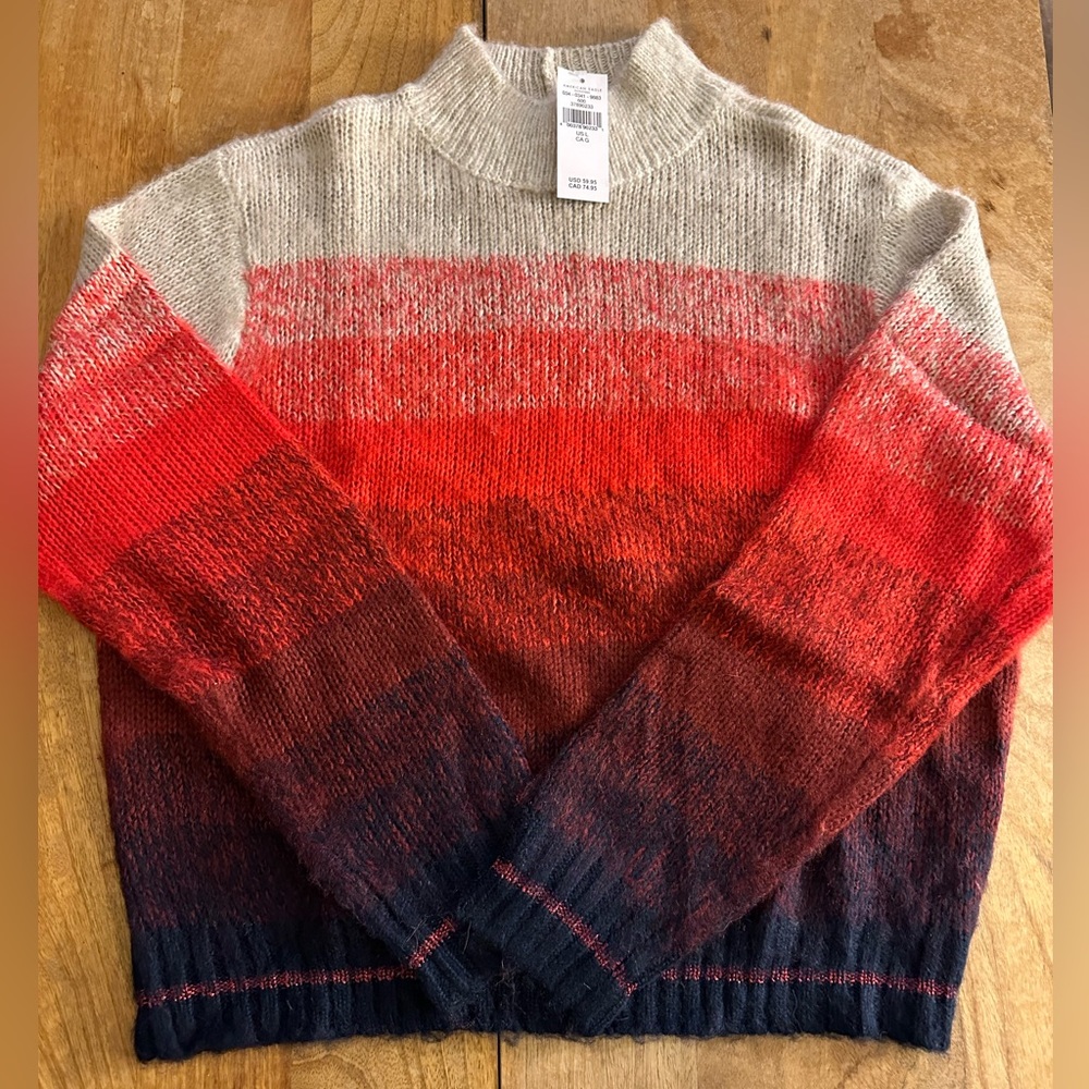 NWT American Eagle aerie AE Ombre Stripe Mock Neck Crop Sweater - Picture 4 of 14